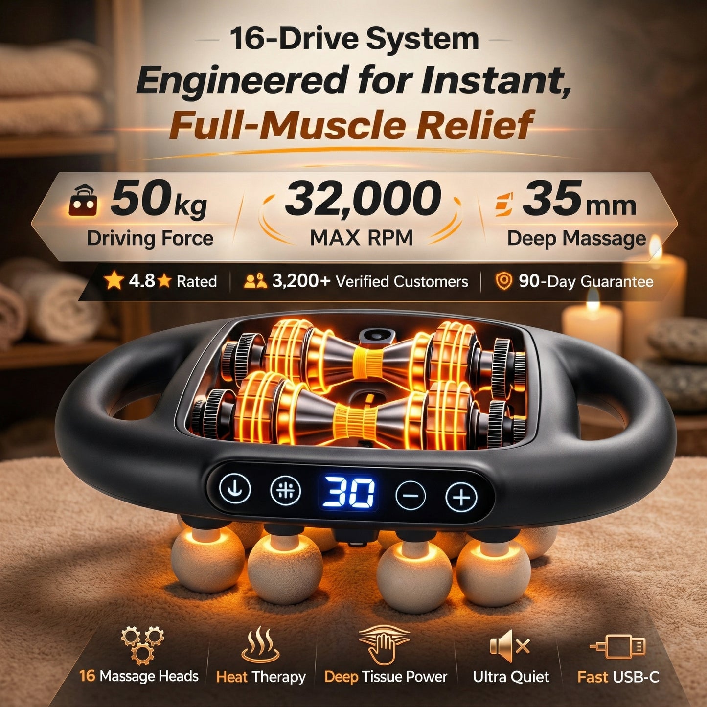 Vesyn PRO Multi-Head Heated Massage Gun